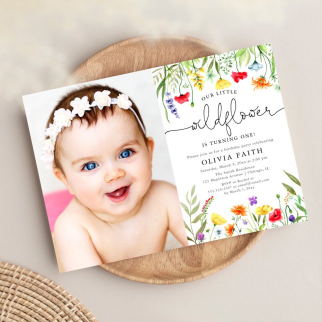 Invitación Nuestra pequeña niña de flores silvestres. Primera (Subido por el creador)