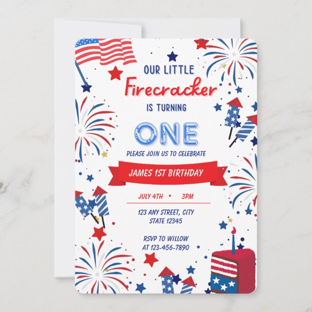 Invitación Nuestra Pequeña Petarda Cumple Un Año de Edad  (Anverso)