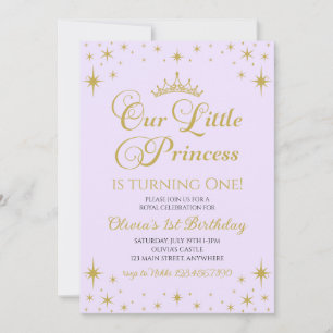 Invitación Nuestra pequeña princesa Cumpleaños real en oro y