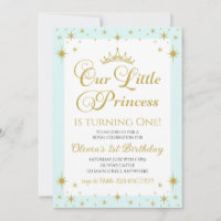 Nuestra pequeña princesa cumpleaños real oro y azu