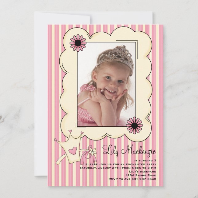 Invitación Nuestra pequeña princesa Photo Birthday Invitation (Anverso)