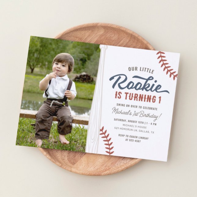 Invitación Nuestra pequeña rookie de béisbol foto de cumpleañ (Subido por el creador)