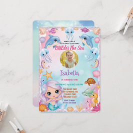 Invitación nuestra pequeña sirena 1ª Foto cumpleaños de veran