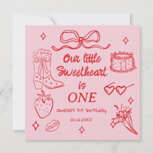 Invitación Nuestra pequeña Sweetheart cumple un año