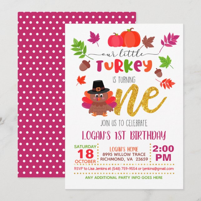 Invitación Nuestra pequeña Turquía se está volviendo una - Ch (Anverso / Reverso)