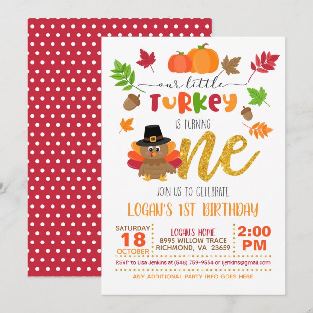 Invitación Nuestra pequeña Turquía se está volviendo una - WD (Anverso / Reverso)