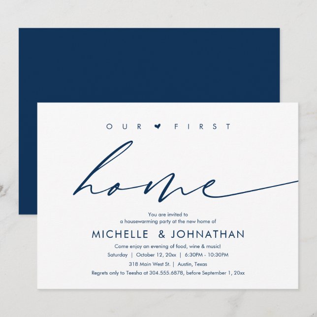 Invitación Nuestra primera casa, la celebración de los fiesta (Anverso / Reverso)