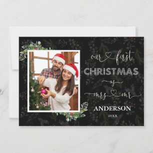 Invitación Nuestra primera Navidad como Mr. & Mrs Script Phot