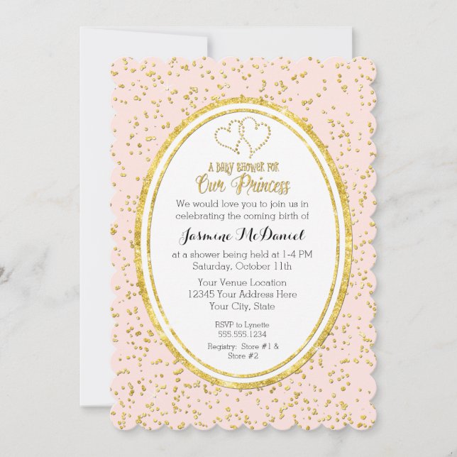 Invitación Nuestra princesa Bokeh Sparkle Purpurina Confetti (Anverso)