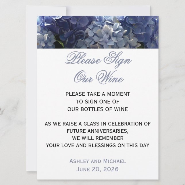 Invitación Nuestra Señal de Hortensia de Vino (Anverso)
