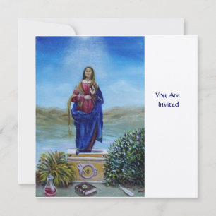Invitación NUESTRA SEÑORA DE LA LUZ, champán blanco metálico