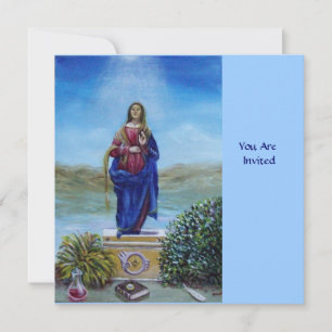Invitación NUESTRA SEÑORA DE ROJO azul claro