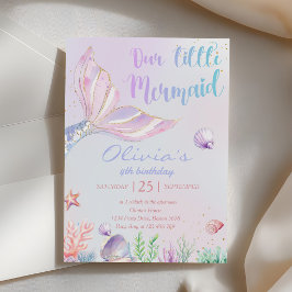 Invitación Nuestra Sirenita Cumpleaños 4 Sirena Fiesta