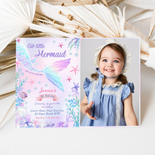 Invitación Nuestra Sirenita foto del cuarto Fiesta de cumplea