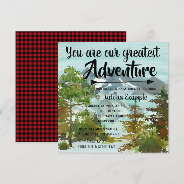 Invitación Nuestras mejores aventuras en Baby Shower (Anverso / Reverso)