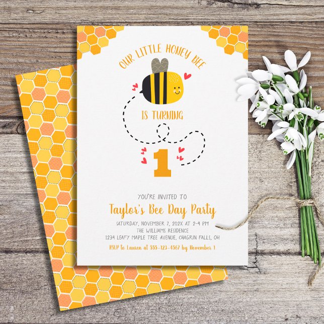 Invitación Nuestro Abeja de Miel dulce Kawaii cumpleaños (Subido por el creador)