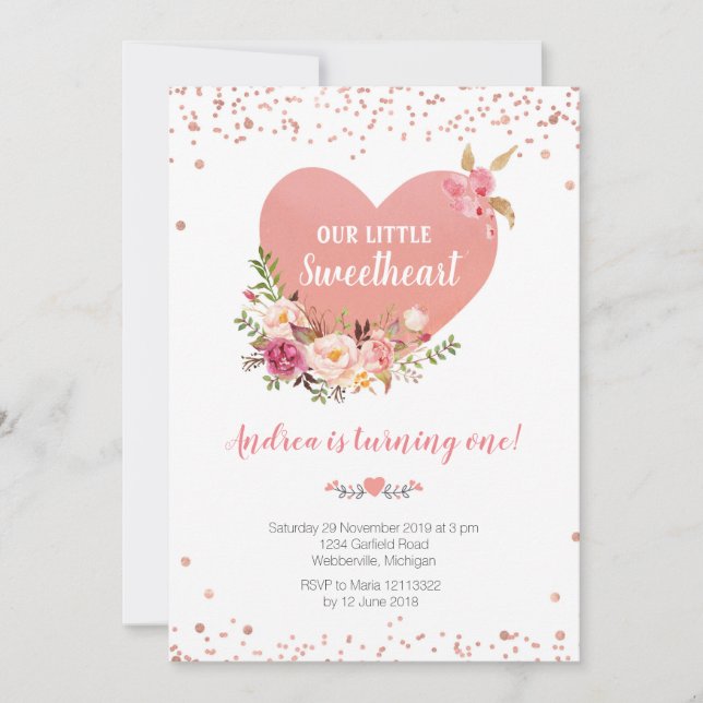 Invitación Nuestro amor pequeño cumple un cumpleaños (Anverso)