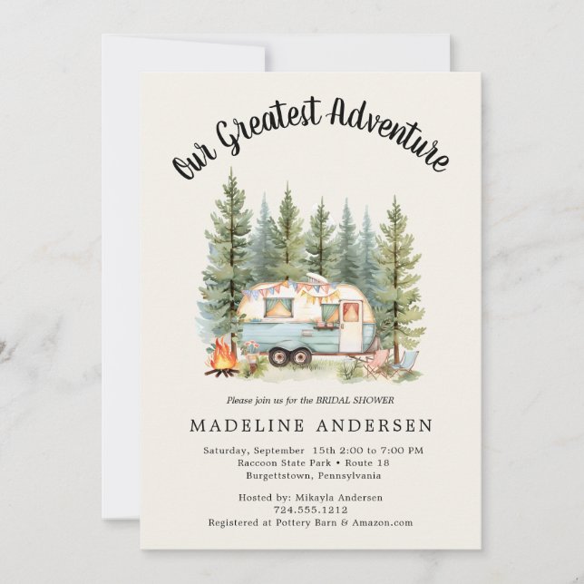 Invitación Nuestro Baby Shower de Camping de Adventure (Anverso)