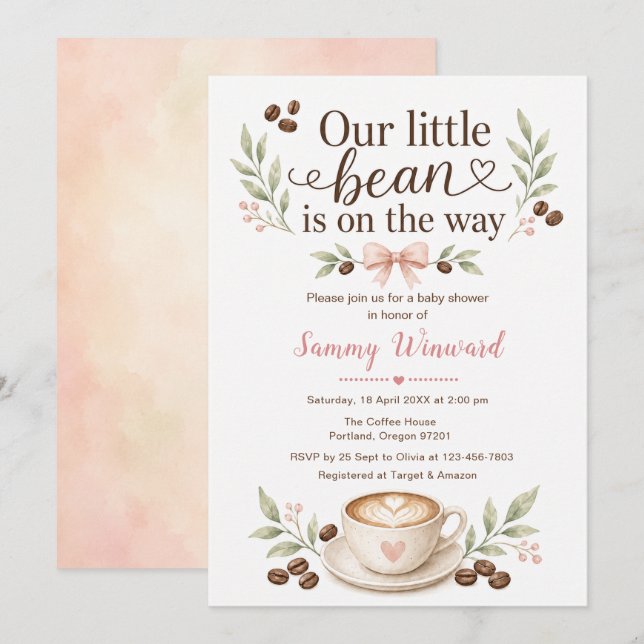Invitación Nuestro Bebé de Café: Baby Shower (Anverso / Reverso)