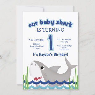 Invitación Nuestro bebé tiburón primer cumpleaños