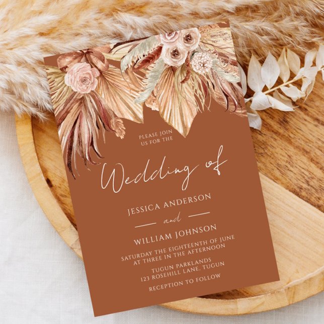 Invitación Nuestro Boda bohemio: Terracotta Dried Floral Boho (Subido por el creador)