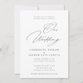 Invitación Nuestro Boda elegante caligrafía Boda negro