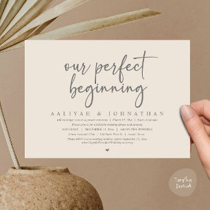 Invitación Nuestro comienzo perfecto, fiesta de boda clandest