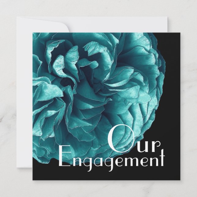 Invitación Nuestro compromiso - Elegante Rosa azul Aqua (Anverso)