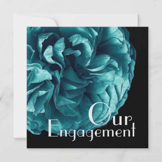 Invitación Nuestro compromiso - Elegante Rosa azul turquesa (Anverso)