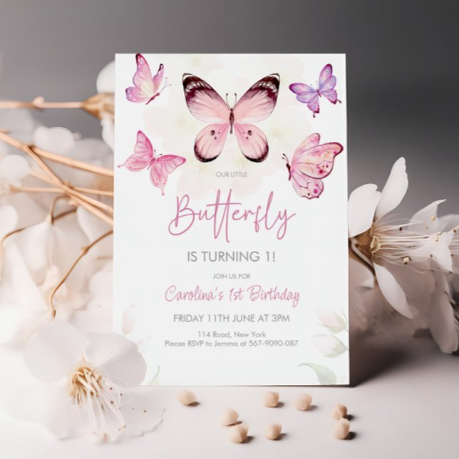 Invitación Nuestro cumpleaños de la mariposa pequeña (Subido por el creador)