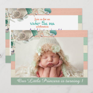 Invitación Nuestro cumpleaños de princesa adorable concha de 