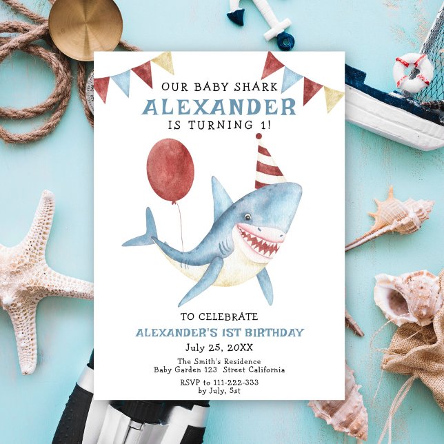 Invitación Nuestro Cumpleaños número 1 de Baby Shark Bajo El  (Subido por el creador)