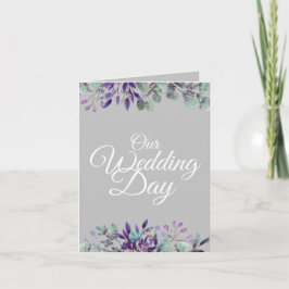 Invitación Nuestro Día de Boda Floral Gris Blanco Tipografía
