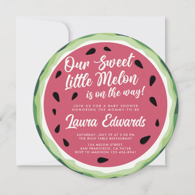 Invitación Nuestro dulce Baby Shower de verano de Melón (Anverso)