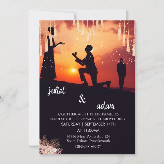 Invitación Nuestro elegante y rústico Boda Twilight (Anverso)