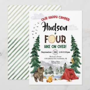 Invitación Nuestro Feliz Campista Cuarto Cumpleaños en el Bos