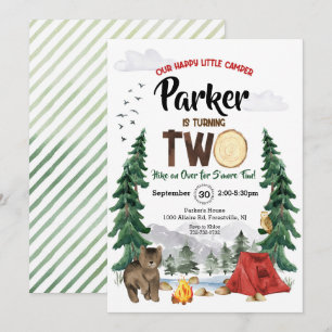 Invitación Nuestro Feliz Pequeño Campista del Bosque Cumpleañ
