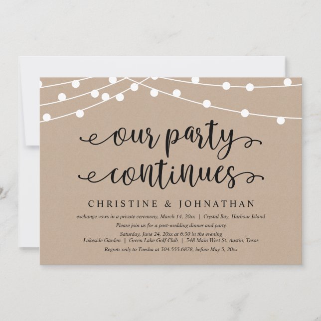 Invitación Nuestro Fiesta continúa, Boda Elopement (Anverso)