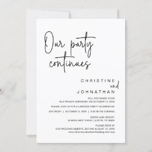 Invitación Nuestro Fiesta continúa, Boda Elopement Dinner