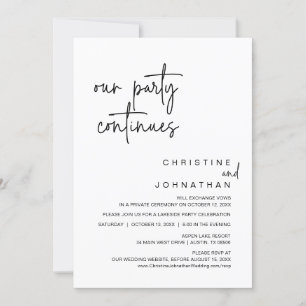 Invitación Nuestro Fiesta continúa, Boda Elopement Dinner Inv