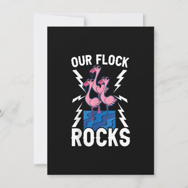 Invitación Nuestro Flock Rocks Flamingo Whisperer Pink Feathe (Anverso)