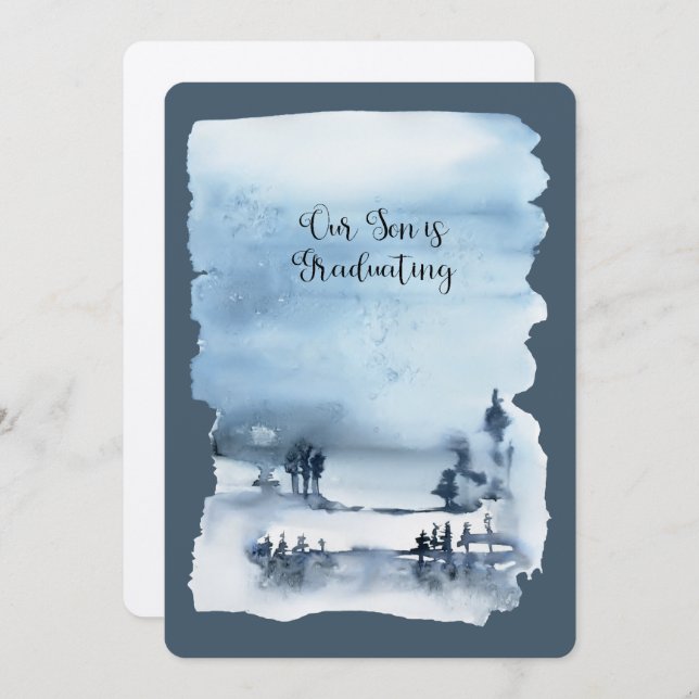 Invitación Nuestro hijo está graduando papel metálico (Anverso / Reverso)