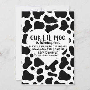 Invitación Nuestro Moo Boy Lil cumple dos años