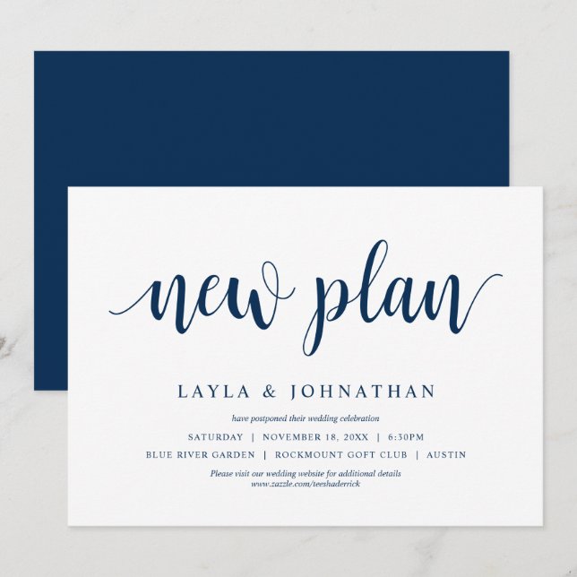 Invitación Nuestro nuevo Boda del plan Cambiar la fecha (Anverso / Reverso)