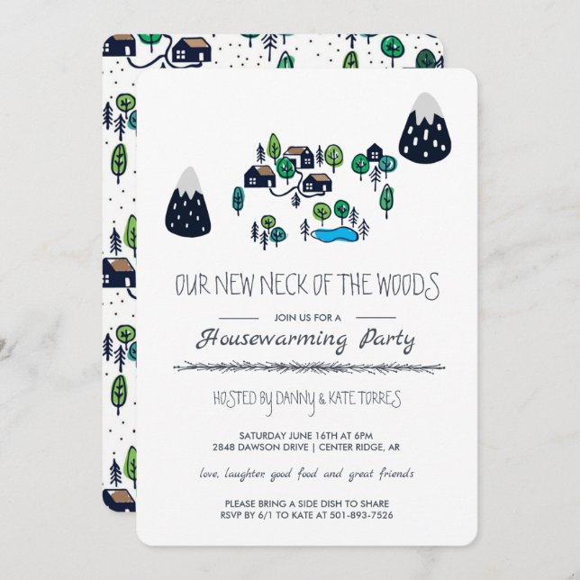 Invitación Nuestro nuevo cuello del Fiesta de los bosques par (Anverso / Reverso)