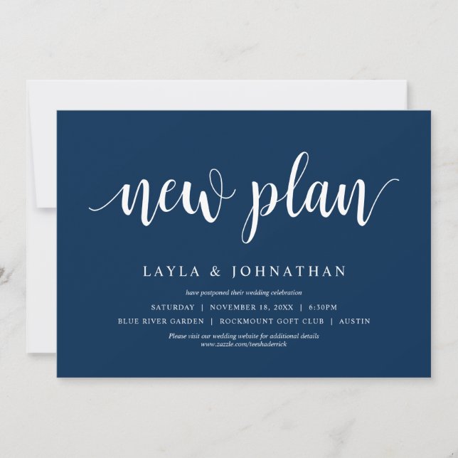 Invitación Nuestro nuevo plan de boda Cambiar la fecha (Anverso)
