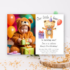 Invitación Nuestro Osito Cumple Un Año Cumpleaños De Niños