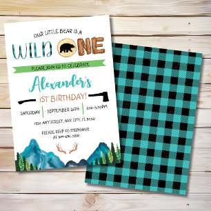 Invitación Nuestro Osito es un Cumpleaños Salvaje