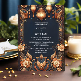 Invitación Nuestro palacio Hindi Henna Mehndi Boda de estilo 