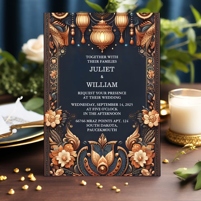 Invitación Nuestro palacio Hindi Henna Mehndi Boda de estilo  (Subido por el creador)